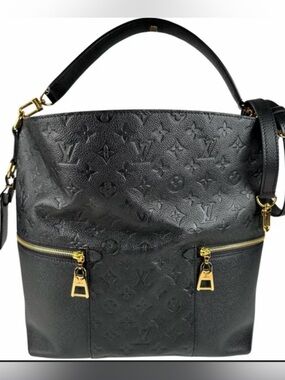 Black Embossed Monogram Shoulder Bag